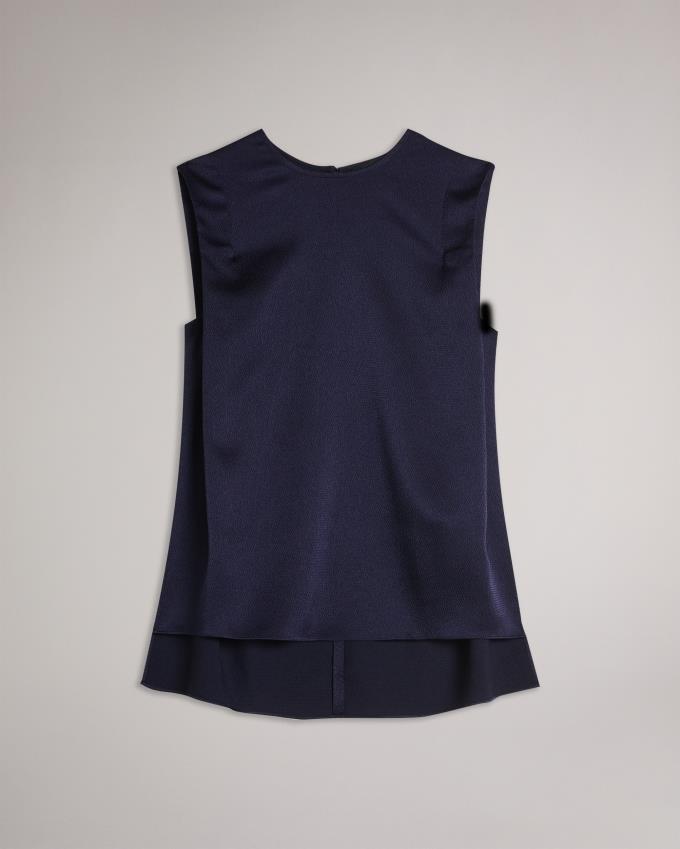 Hauts Ted Baker Sleeveless Hammered Satin Bleu Marine Femme | DLF-06694880